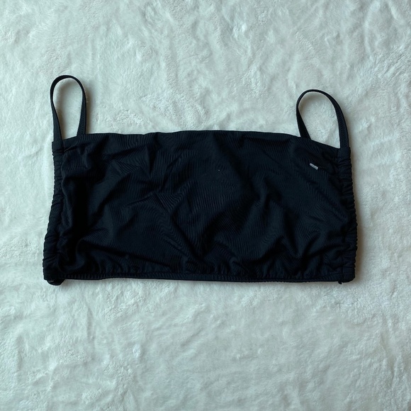 New! WeWoreWhat Ruched Bandeau Halter Bikini Top, black 19398 - Picture 4 of 10